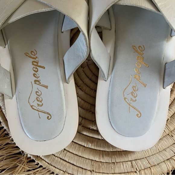 FREE PEOPLE Women’s Del Mar Leather Open Toe Slide Sandals White 40 / 9.5 - Picture 5 of 16